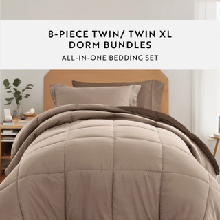 Thumbnail 11: IENJOY HOME IENJOY HOME 8 Piece Solid Comforter Dorm Set Bundle 