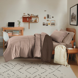 Thumbnail 5: IENJOY HOME IENJOY HOME 8 Piece Solid Comforter Dorm Set Bundle 