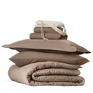 Thumbnail 7: IENJOY HOME IENJOY HOME 8 Piece Solid Comforter Dorm Set Bundle 