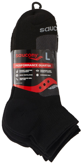Thumbnail 2: Saucony Saucony Mens 6 Pk Performance Cushioned Quarter Socks 