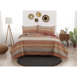Thumbnail 4: Brooklyn Loom Brooklyn Loom Sunset Stripe Yarn Dye Quilt Set 