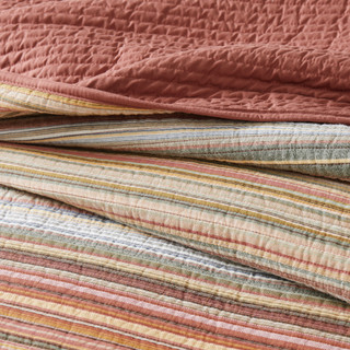 Thumbnail 20: Brooklyn Loom Brooklyn Loom Sunset Stripe Yarn Dye Quilt Set 
