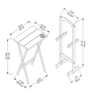 Thumbnail 12: Linon Linon Malay Compass Tray Table Set 