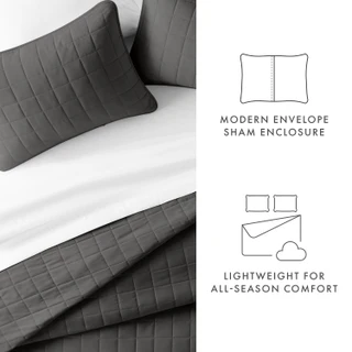 Thumbnail 7: IENJOY HOME Home Collections Premium Soft Square Quilted Coverlet Set 