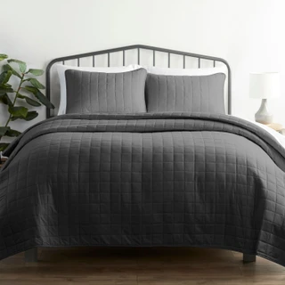 Thumbnail 2: IENJOY HOME Home Collections Premium Soft Square Quilted Coverlet Set 