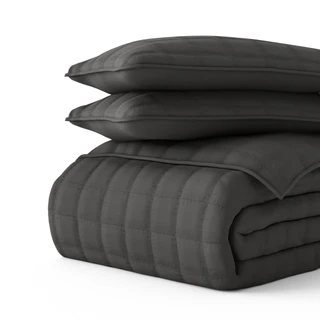 Thumbnail 5: IENJOY HOME Home Collections Premium Soft Square Quilted Coverlet Set 