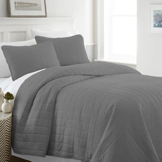 Thumbnail 1: IENJOY HOME Home Collections Premium Soft Square Quilted Coverlet Set 