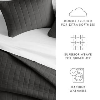 Thumbnail 8: IENJOY HOME Home Collections Premium Soft Square Quilted Coverlet Set 