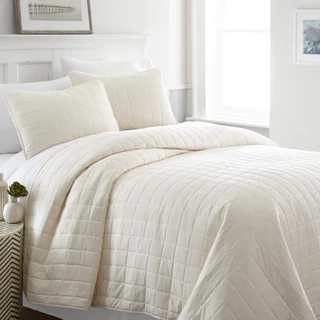 Thumbnail 4: IENJOY HOME Home Collections Premium Soft Square Quilted Coverlet Set 