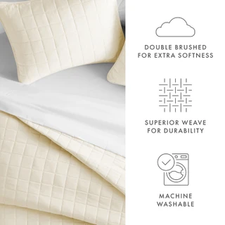Thumbnail 32: IENJOY HOME Home Collections Premium Soft Square Quilted Coverlet Set 
