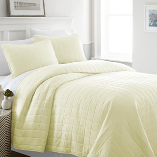 Thumbnail 4: IENJOY HOME Home Collections Premium Soft Square Quilted Coverlet Set 