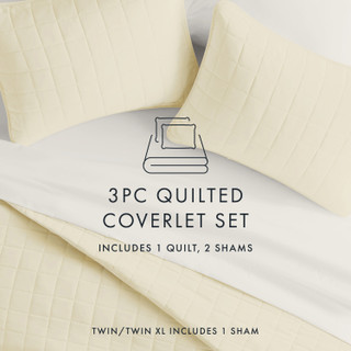 Thumbnail 36: IENJOY HOME Home Collections Premium Soft Square Quilted Coverlet Set 