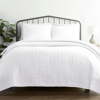Thumbnail 8: IENJOY HOME Home Collections Premium Soft Square Quilted Coverlet Set 