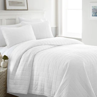 Thumbnail 4: IENJOY HOME Home Collections Premium Soft Square Quilted Coverlet Set 