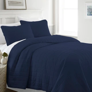 Thumbnail 4: IENJOY HOME Home Collections Premium Soft Square Quilted Coverlet Set 