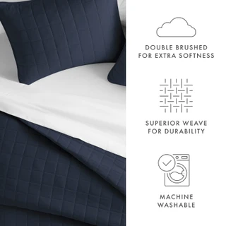 Thumbnail 32: IENJOY HOME Home Collections Premium Soft Square Quilted Coverlet Set 