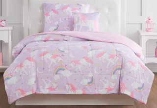 Thumbnail 6: My World My World Kids Rainbow Unicorn Quilt Set 