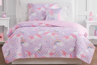 Thumbnail 3: My World My World Kids Rainbow Unicorn Quilt Set 