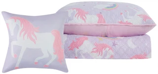 Thumbnail 15: My World My World Kids Rainbow Unicorn Quilt Set 