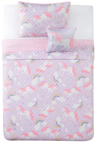 Thumbnail 9: My World My World Kids Rainbow Unicorn Quilt Set 