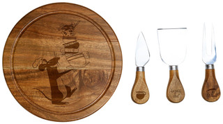 Thumbnail 1: Toscana Toscana Ratatouille Acacia Brie Cheese Board & Tools Set 