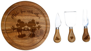 Thumbnail 1: Toscana Toscana Mickey & Minnie Acacia Brie Cheese Board & Tools Set 