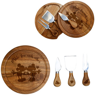 Thumbnail 3: Toscana Toscana Mickey & Minnie Acacia Brie Cheese Board & Tools Set 