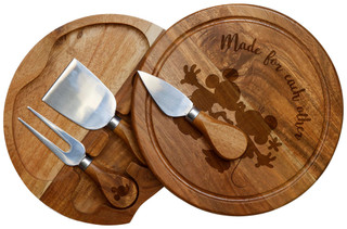 Thumbnail 2: Toscana Toscana Mickey & Minnie Acacia Brie Cheese Board & Tools Set 