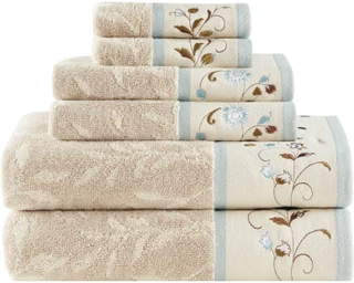 Thumbnail 2: Madison Park Madison Park Serene 6-pc. Cotton Jacquard Towel Set 