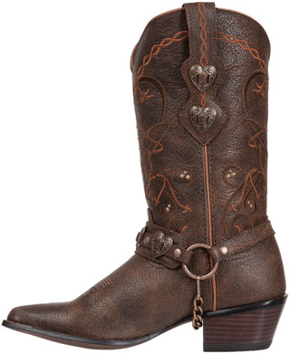 Thumbnail 10: Durango Durango Womens Genuine Leather Heart Buckle Cowboy Boots 