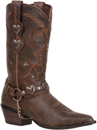 Thumbnail 2: Durango Durango Womens Genuine Leather Heart Buckle Cowboy Boots 