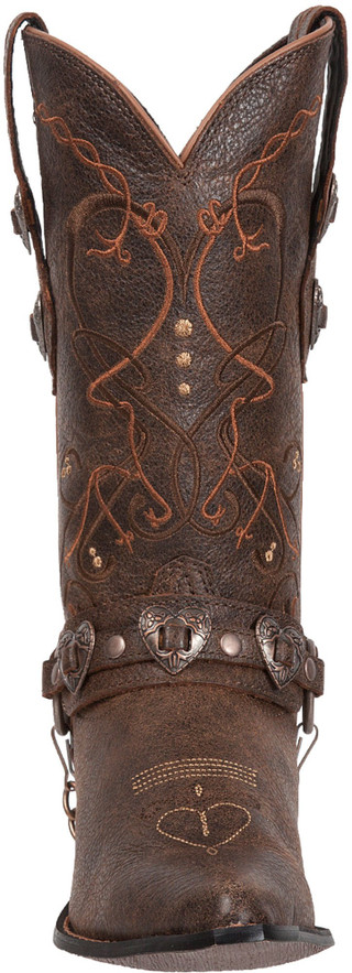 Thumbnail 12: Durango Durango Womens Genuine Leather Heart Buckle Cowboy Boots 
