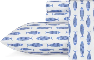 Thumbnail 4: Nautica Nautica Woodblock Fish Sheet Set 