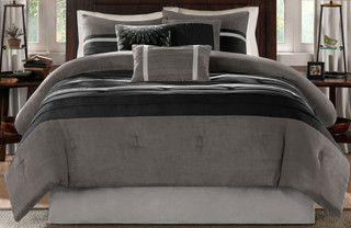 Thumbnail 6: Madison Park Madison Park Palmer Grey 7-pc. Comforter Set 