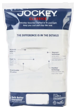 Thumbnail 2: Jockey Jockey Mens Classics 4 Pk Full Rise Briefs 