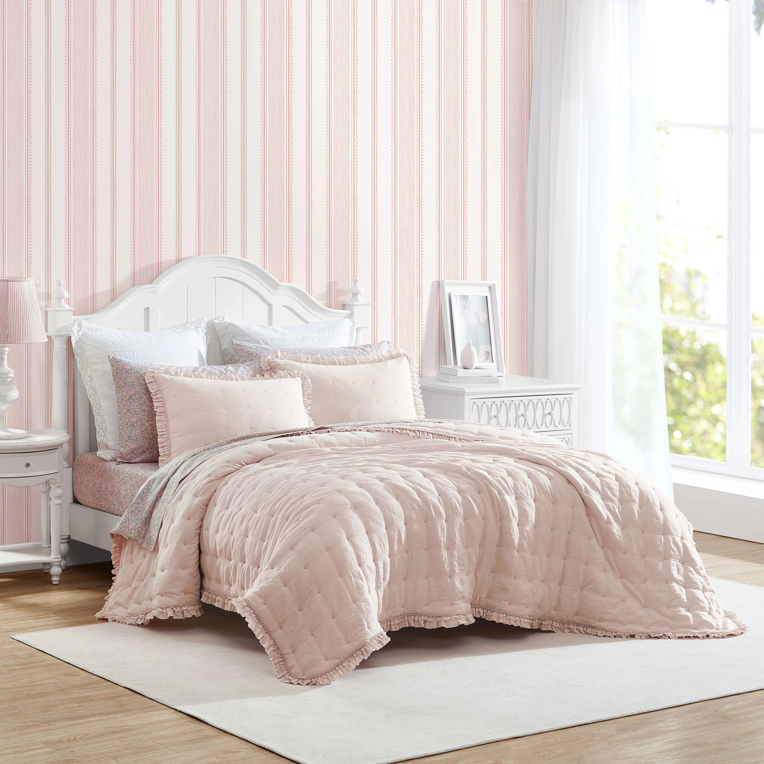 Buy Laura Ashley, Laura Ashley Hailee Microfiber Reversible Quilt