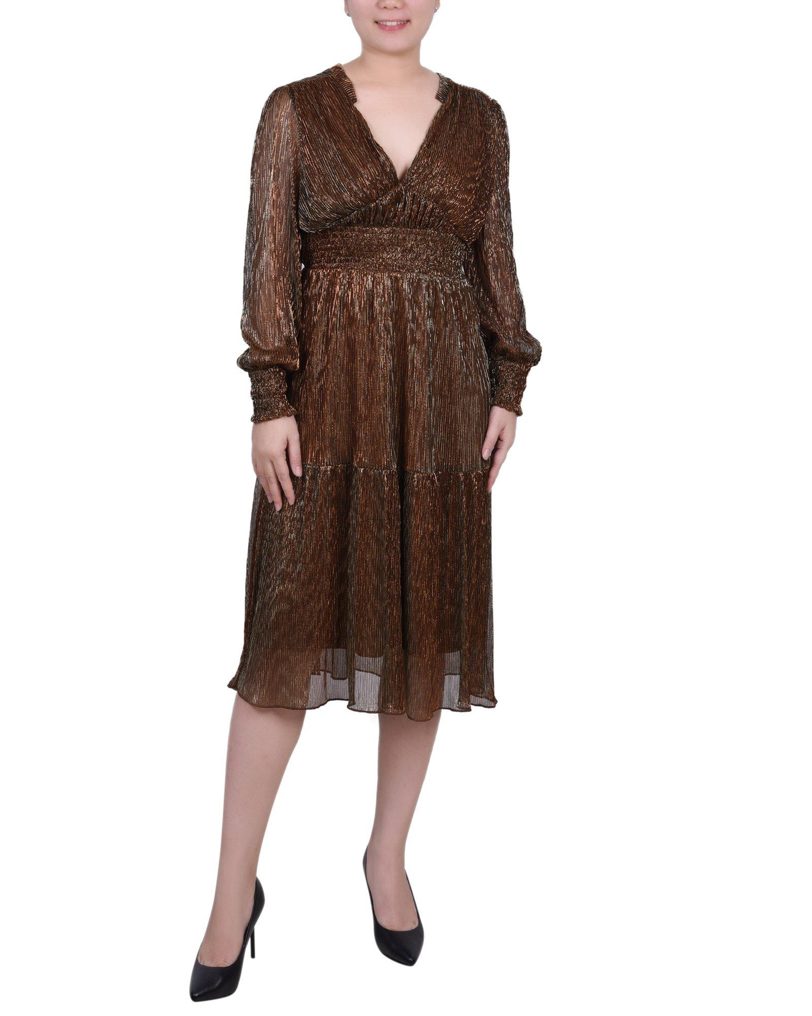 NY Collection Petite Long Sleeve Plisse Mesh Dress Bealls Florida