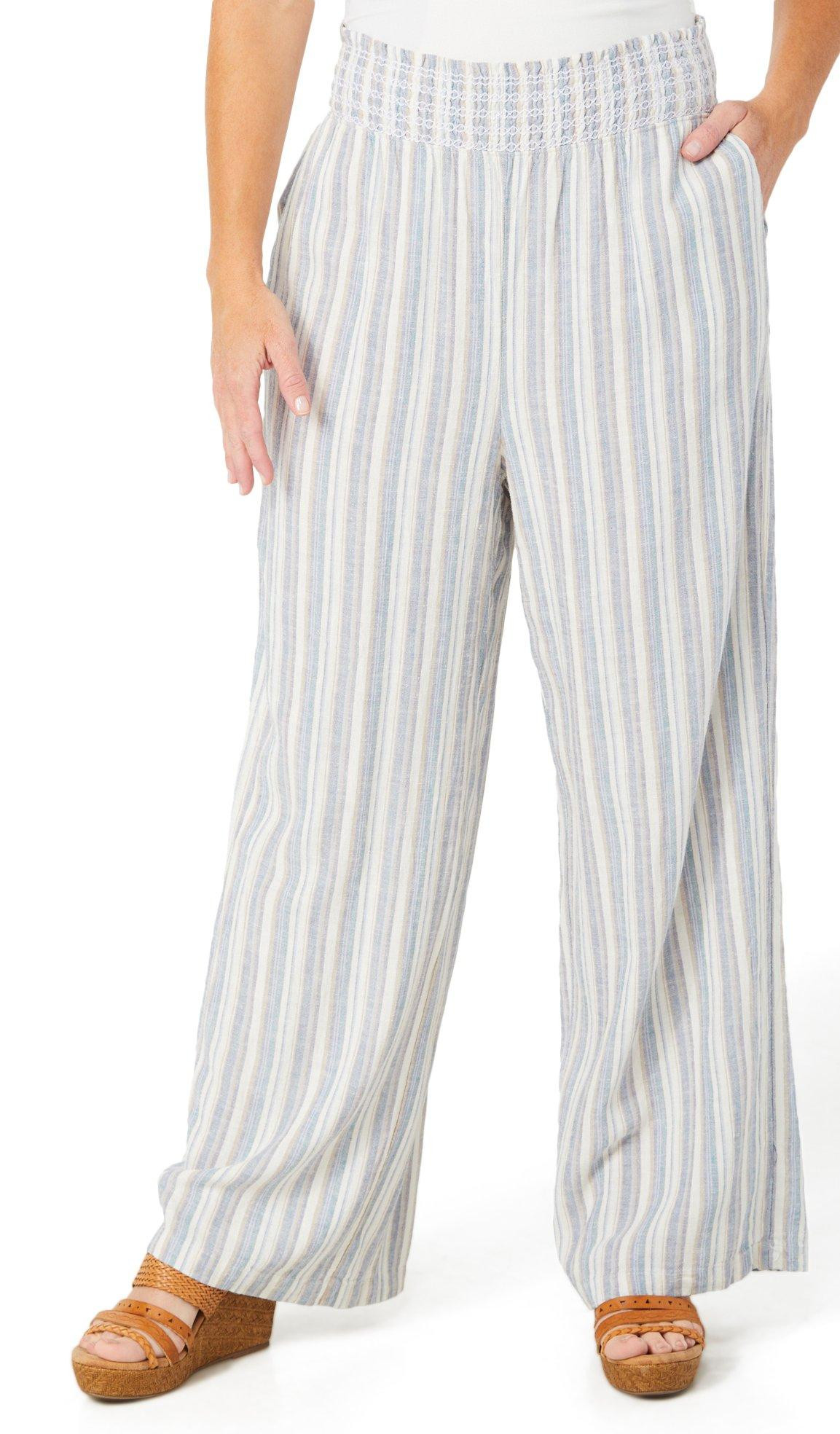 Ellen Tracy Womens Stripe Linen Pull On Pants Bealls Florida