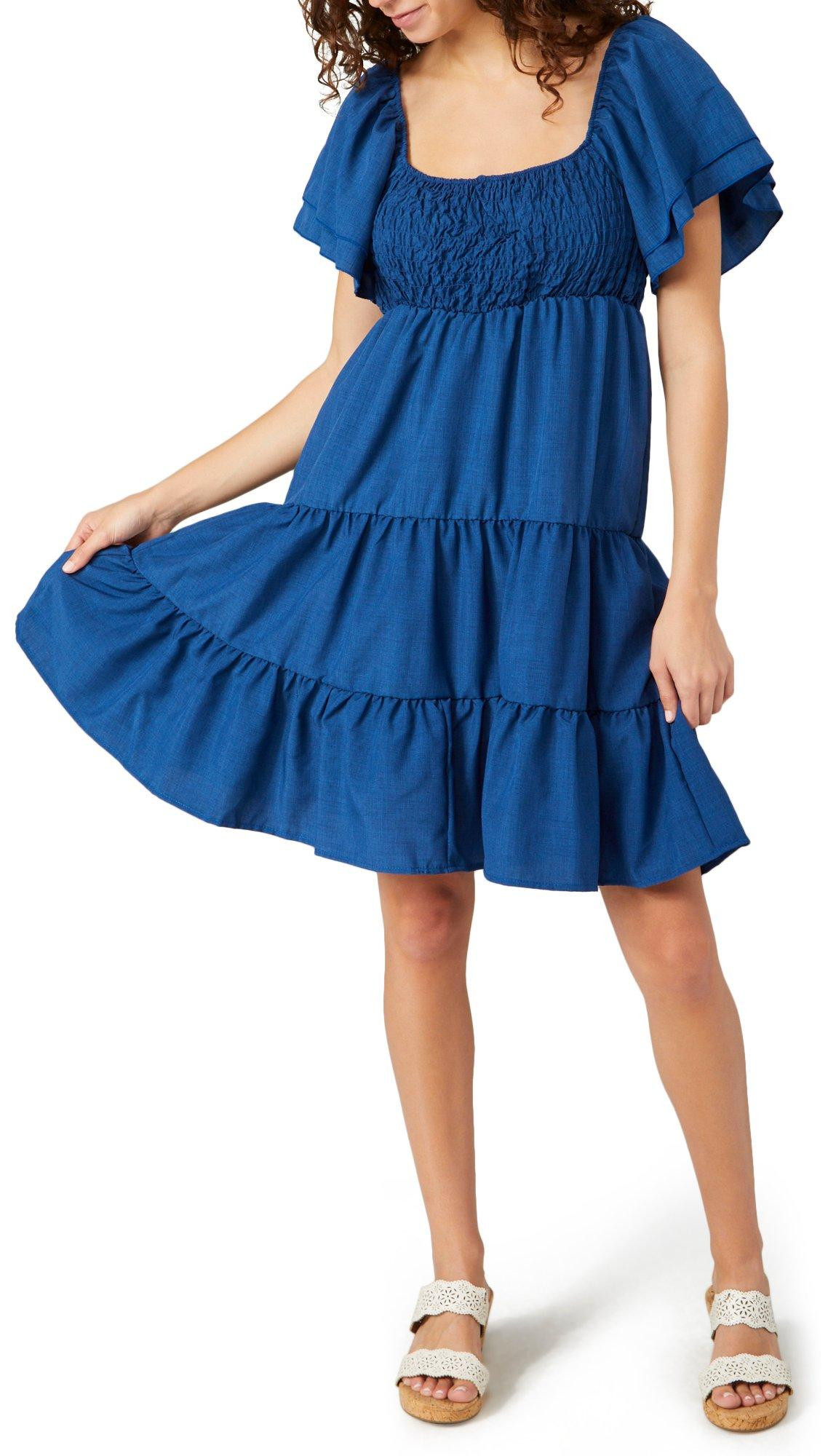 slim fit dress slacks Petite Junior Fit and Flare Glitter Dress 6 / Purple