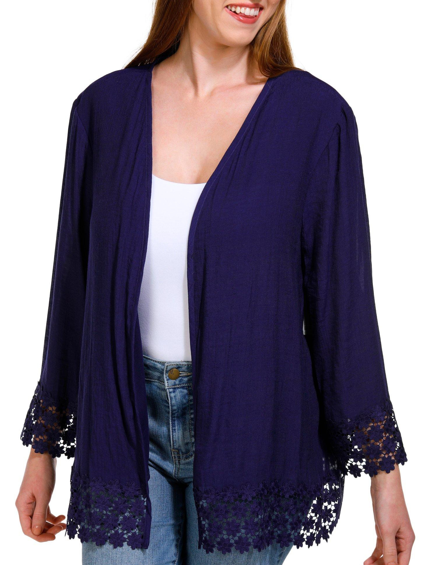 Buy Juniper + Lime, Juniper + Lime Womens Solid Crochet Open