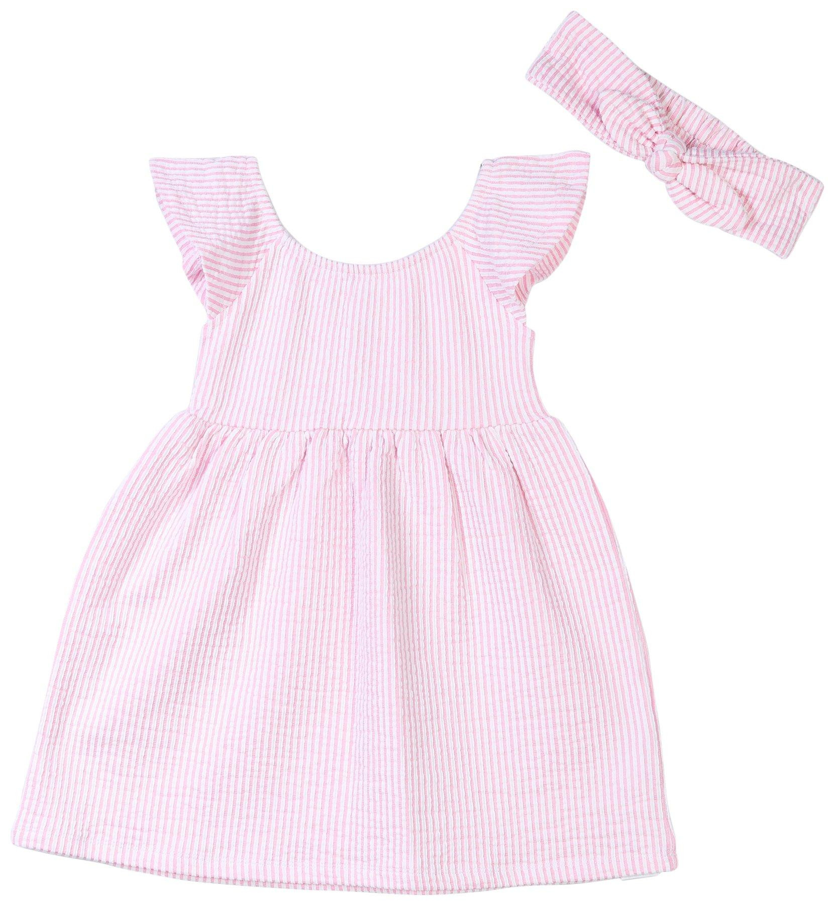 PL Baby Toddler Girls pc Stripe Dress Headband Set Bealls Florida - Main Image