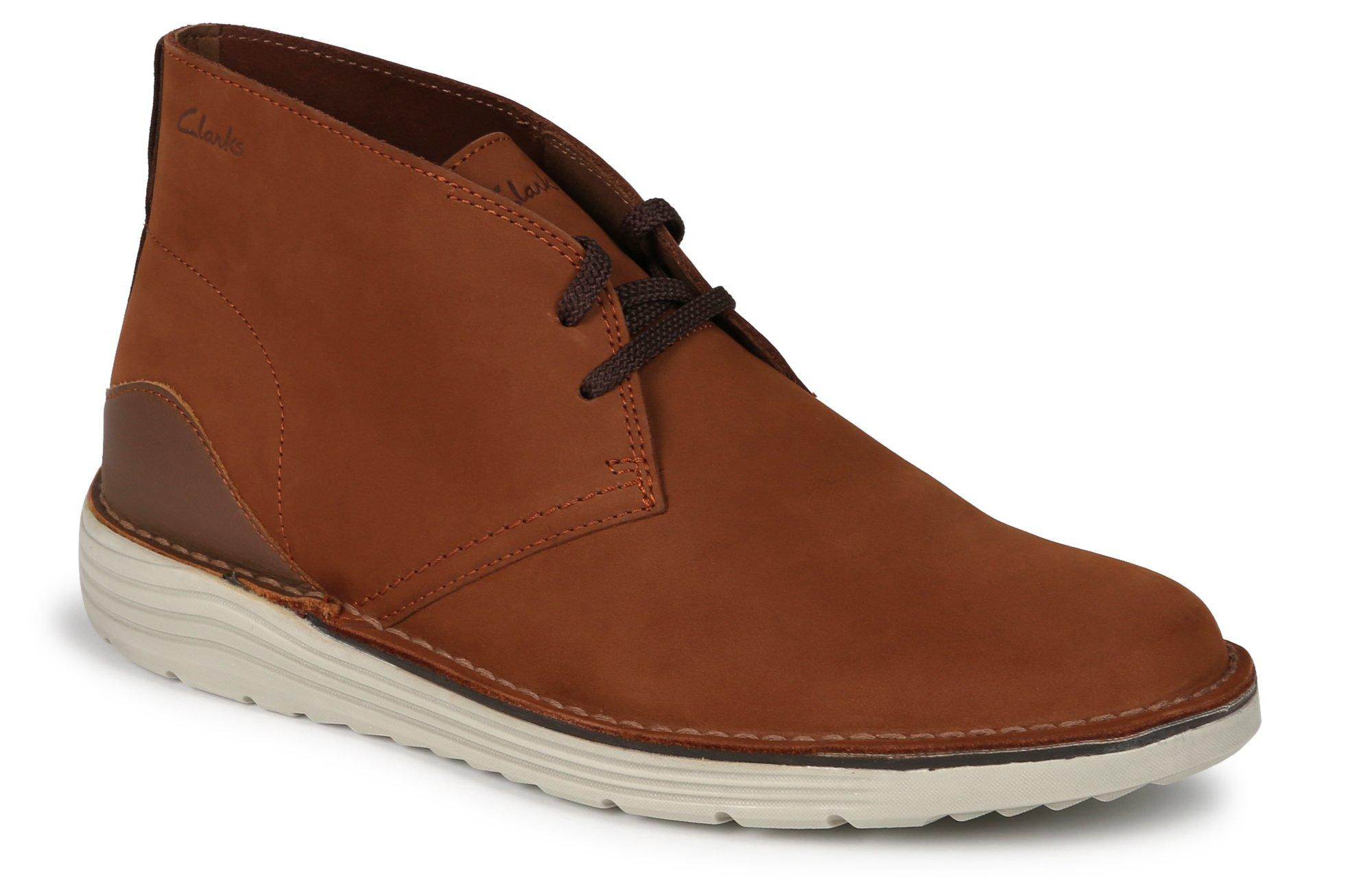 Clarks Brown Leather and Black Rubber Outdoor Lace-Up Boots with Orange Accent Men main image 4