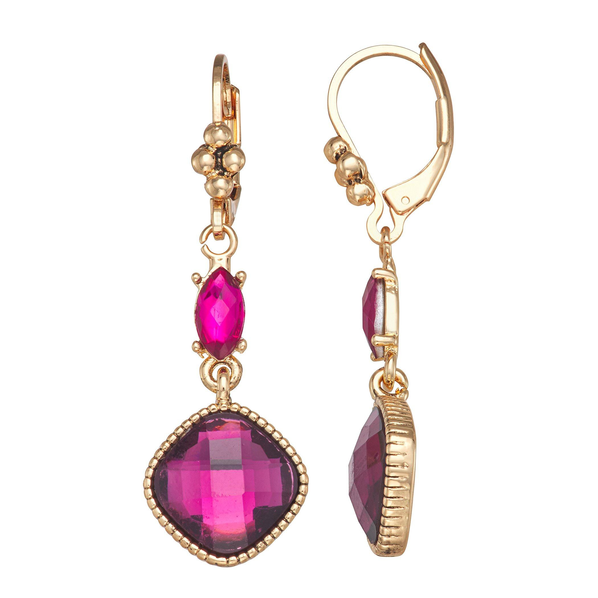 Napier Gold Tone Purple Tea Time Linear Drop Earrings Bealls Florida