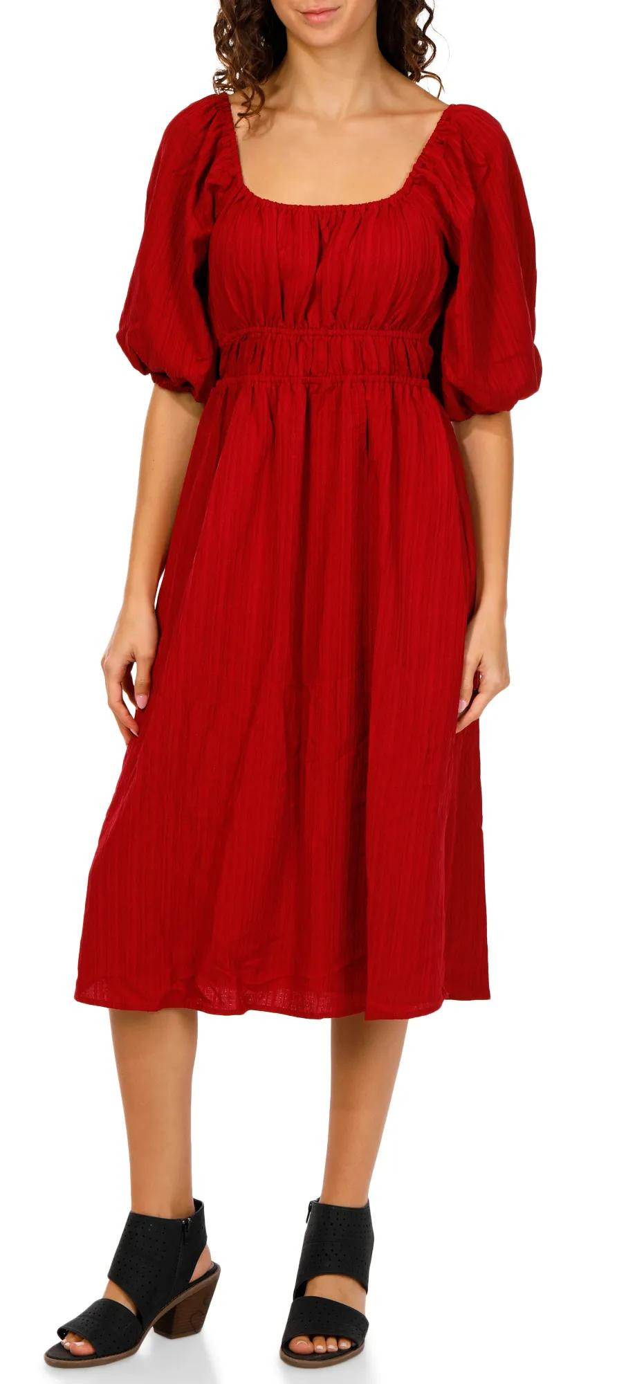 Pie in The Sky Juniors Solid Midi Dress in Wine, Large Pie in The Sky Juniors Solid Midi Dress in Wine, Large