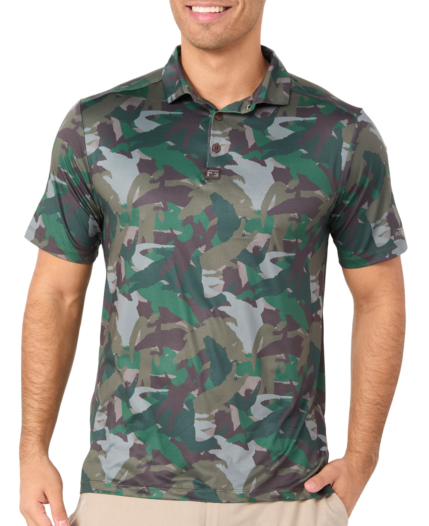 Buy FloGrown, Flogrown Mens Camo Print Golf Polo Shirt Online