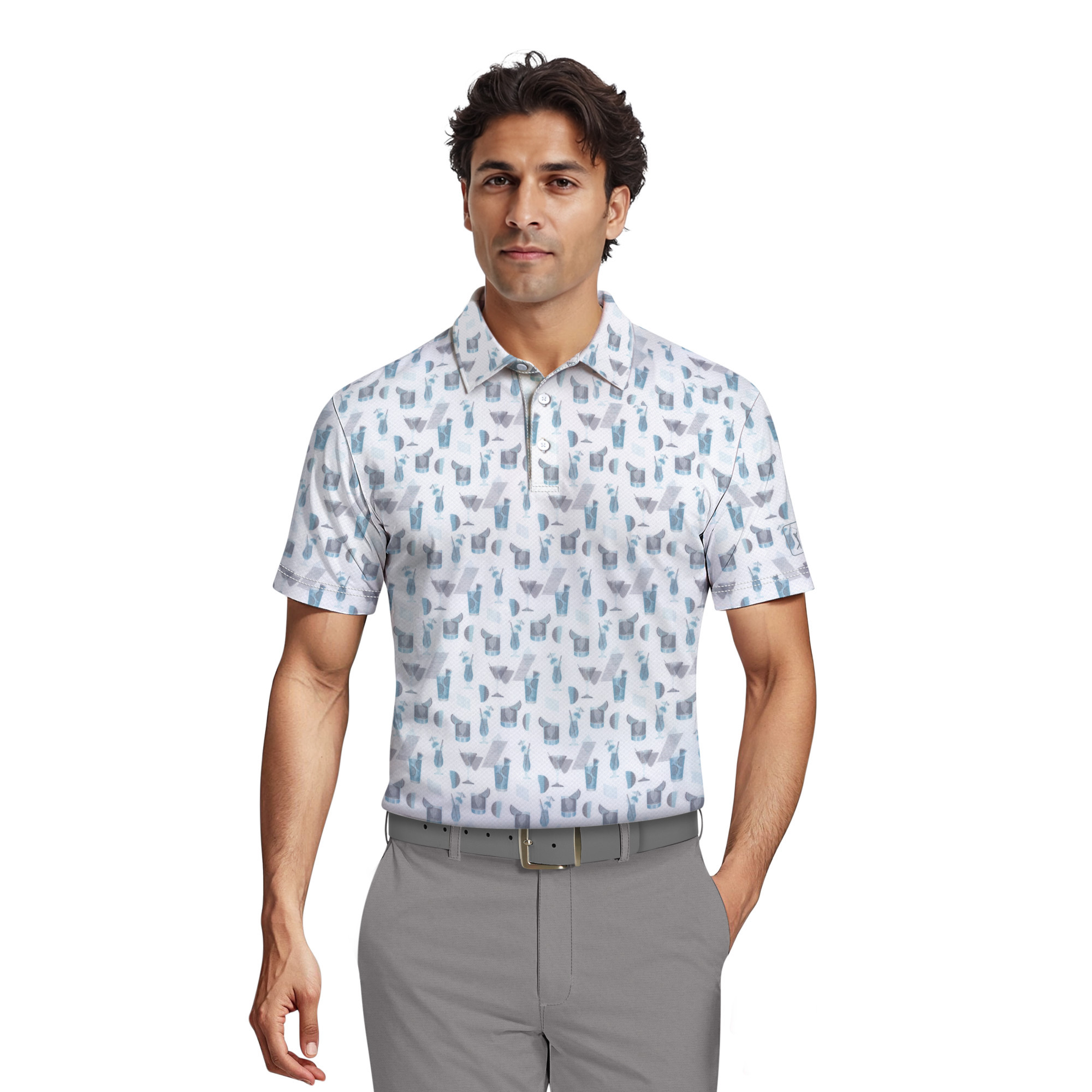 Buy PGA TOUR, PGA TOUR Mens Layered Cocktail Printed Golf Polo