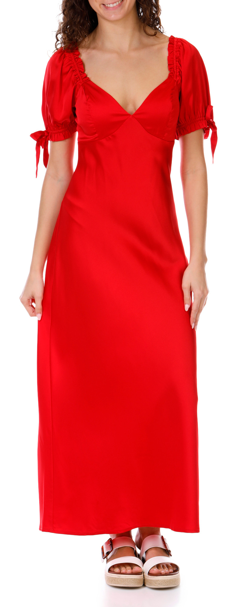 knee length dresses for ladies The Ariella Satin Side Knot Midi Dress
