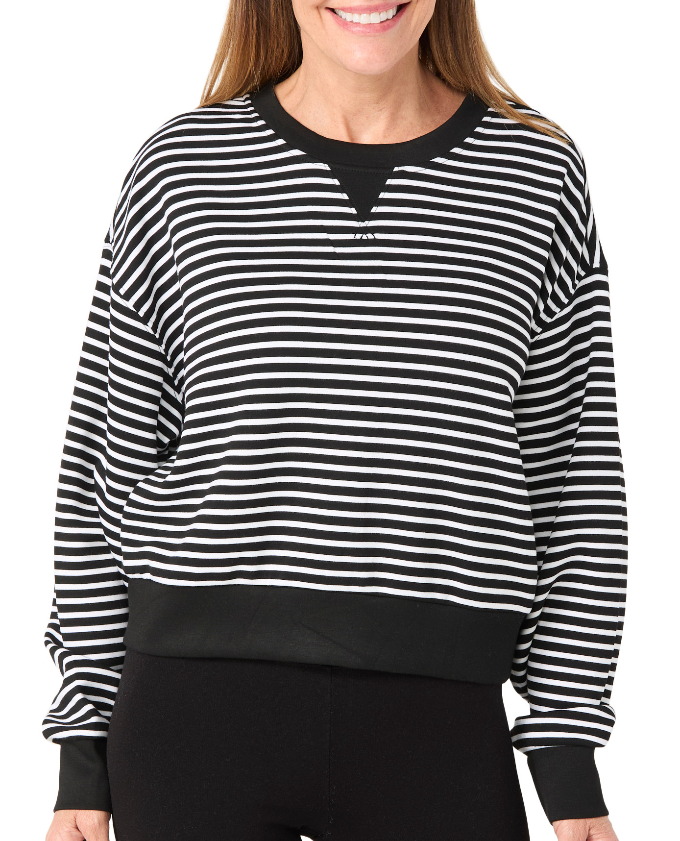 Buy Danskin, Danskin Womens Active Long Sleeve Crop Striped