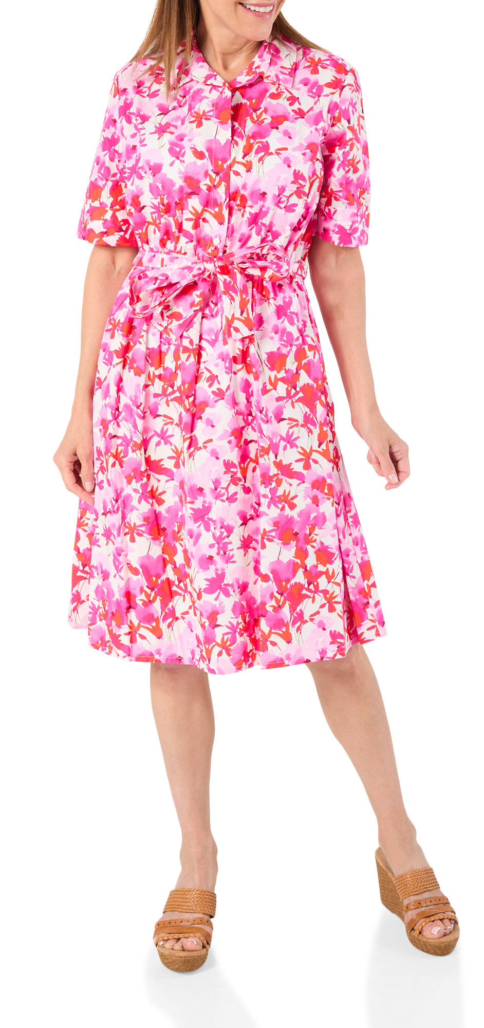 dkny shirt dress DKNY Women's Drop-Waist Midi Shirt Dress in Pink Lavender