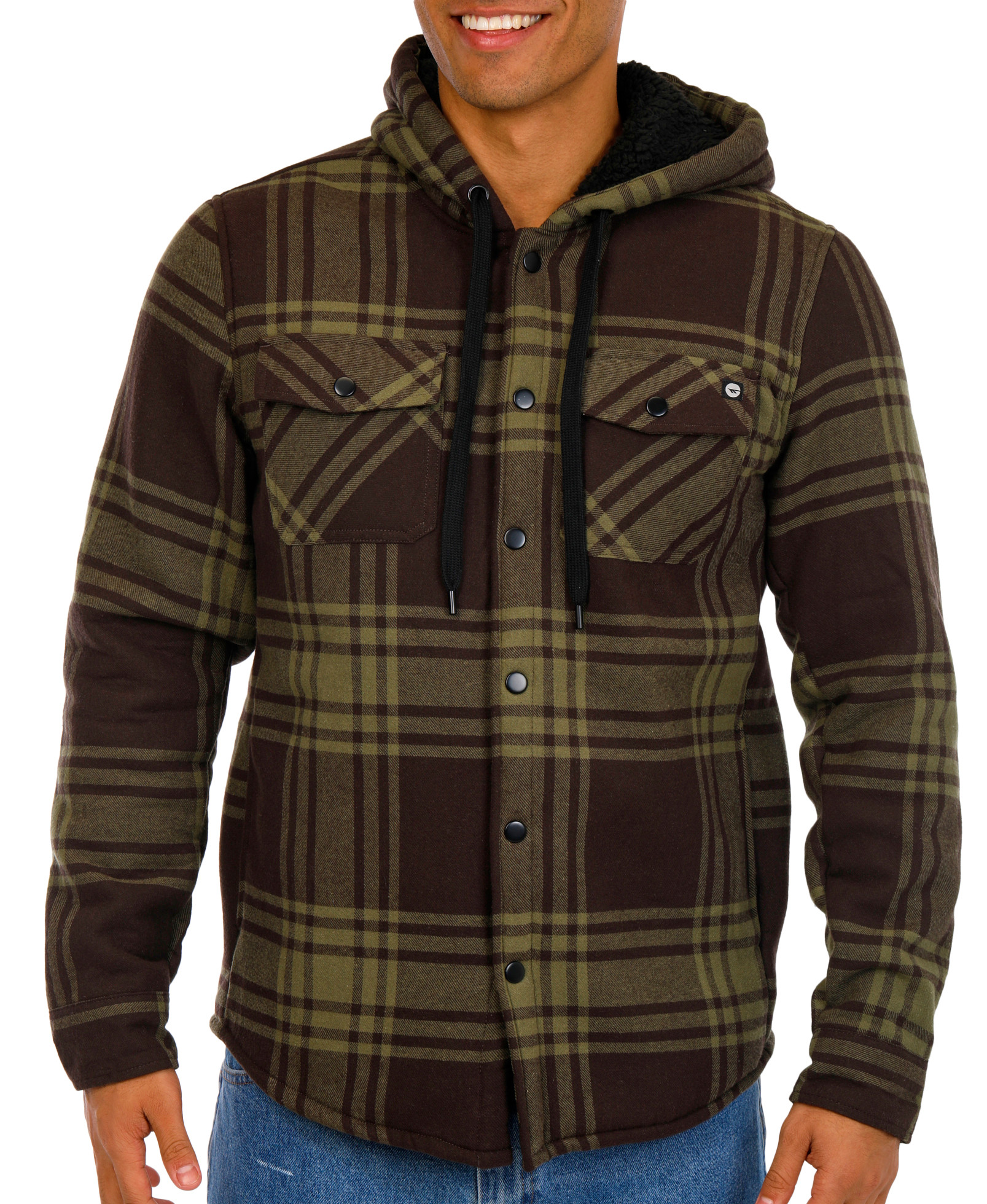 Buy HI TEC, Hi Tec Mens Plaid Flannel Sherpa Lined Hooded Shacket